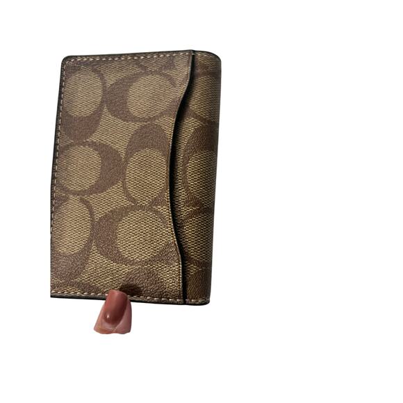 COACH Id Wallet In Signature Canvas TAN/BLACK NWT - Picture 2 of 3